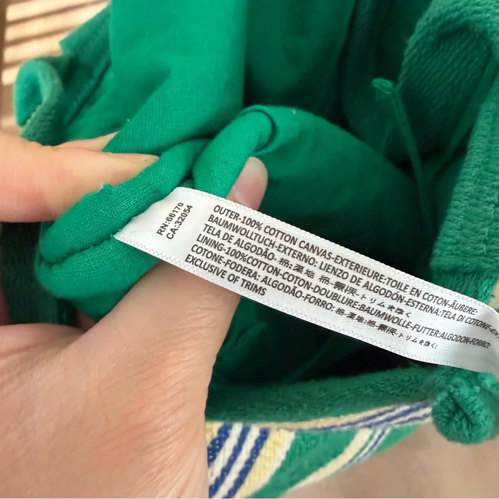 Free People Clara Green Striped Tote‎ Bag
